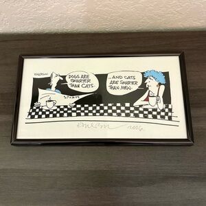 Framed Signed Emerson 2006 Cartoon Cats Are Smarter Than Men